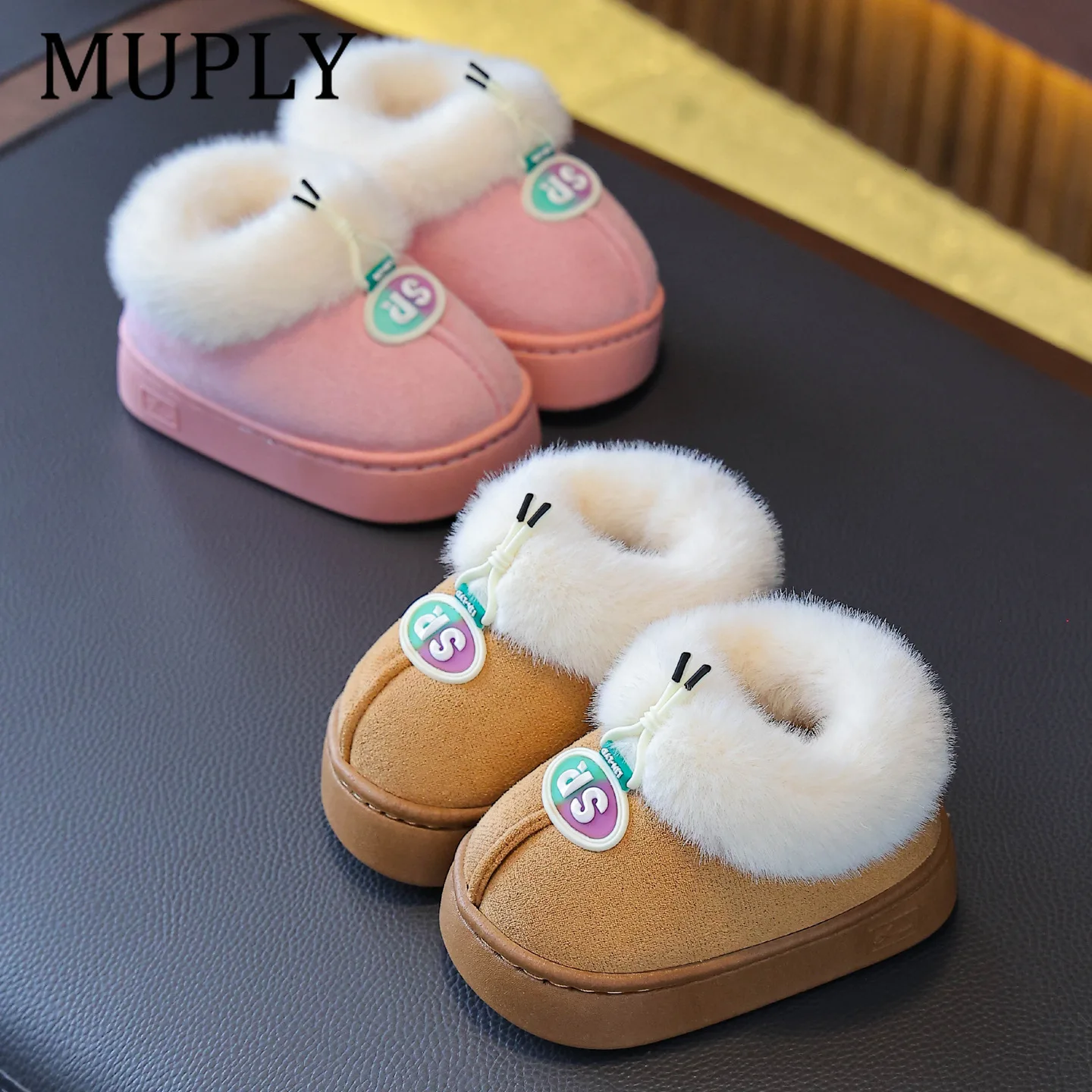 Children Winter Fashion Cotton Shoes Girl Soft Plush Outdoor Flat Anti Slip Comfortable Shoes Boys Thick-soled Cotton Shoes