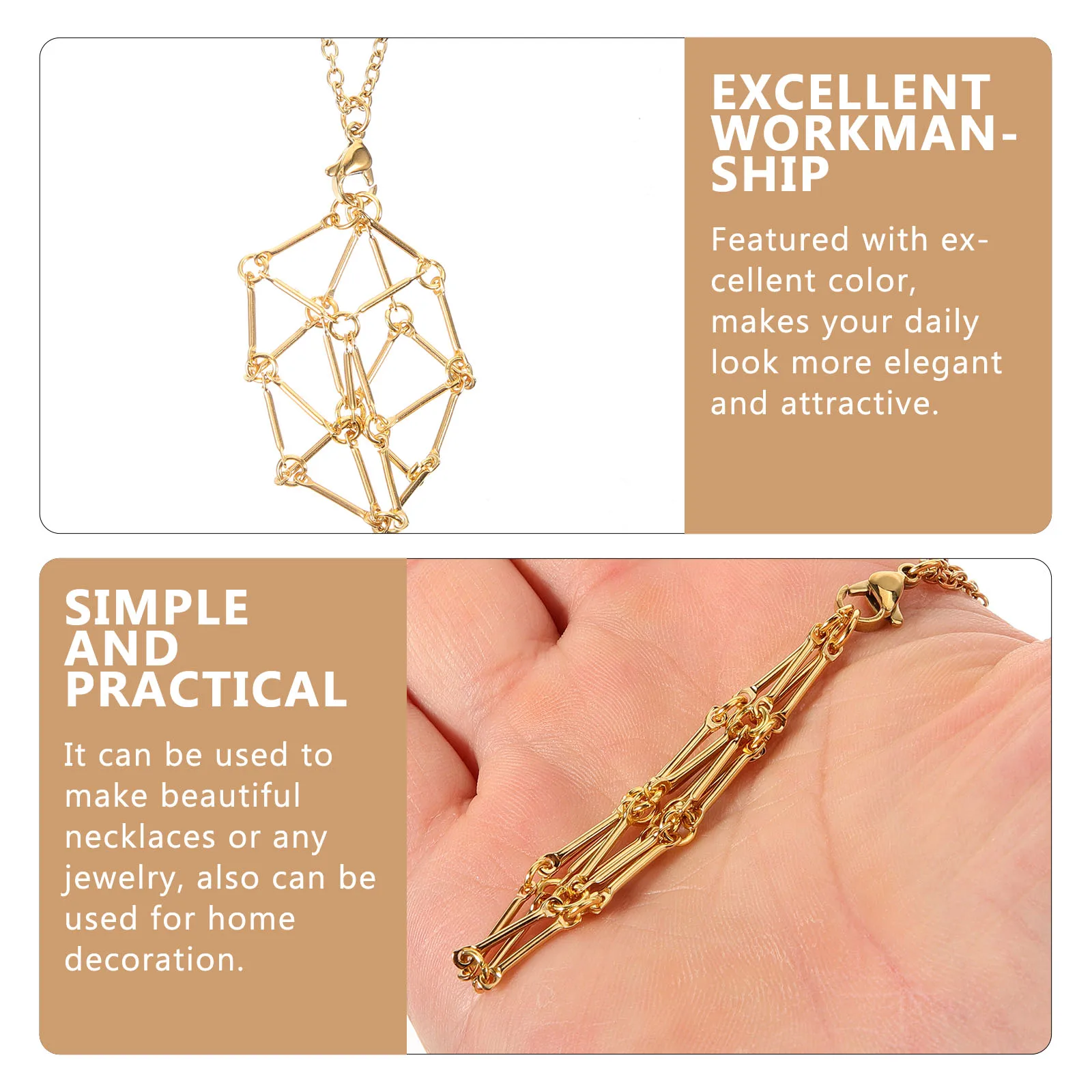 

Necklace Stone Holder Metal Crystal Cage Pendant Hollow Mount for DIY Jewelry Elegant Daily Wear Charm Stone Holder Necklace