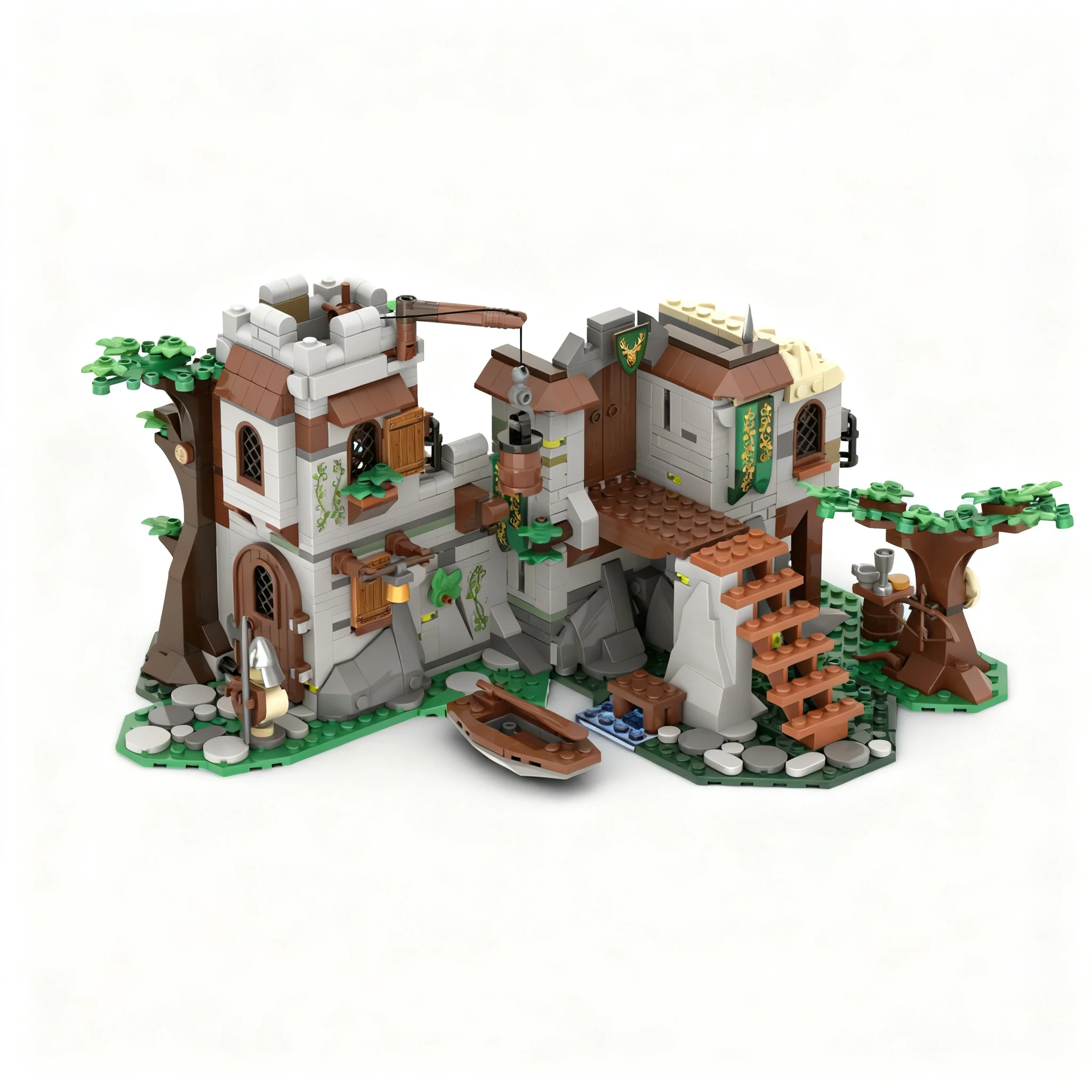 859pcs MOC Medieval Forest Edge Tales Castle Model Building Blocks Architecture Christmas Gift Toy Art Assemble Craft Brick