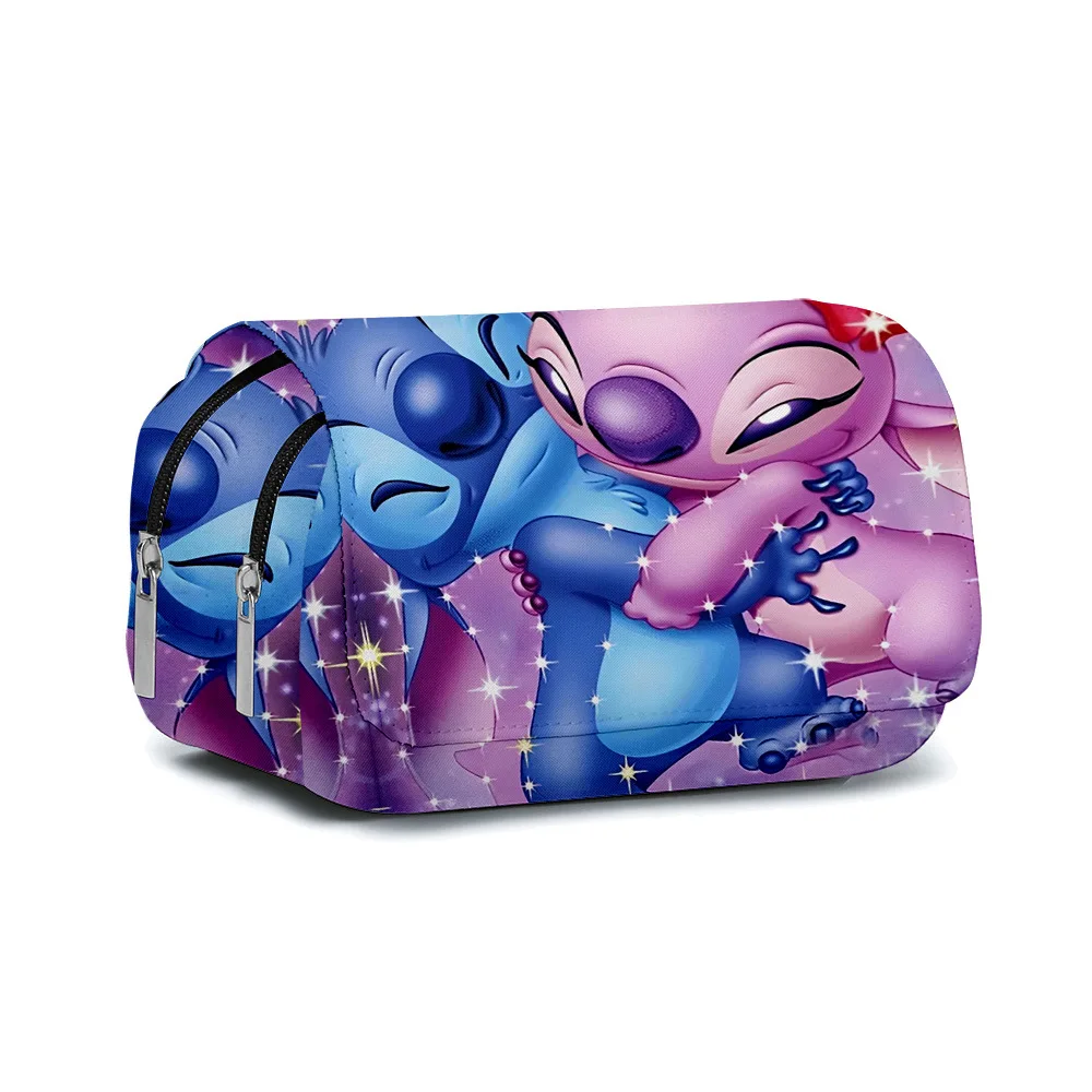 2024 Stitch Fully Printed Flap Pen Bag Stationery Box Pencil Case Primary and Secondary Anime Kawaii Cartoon School Bag Mochila