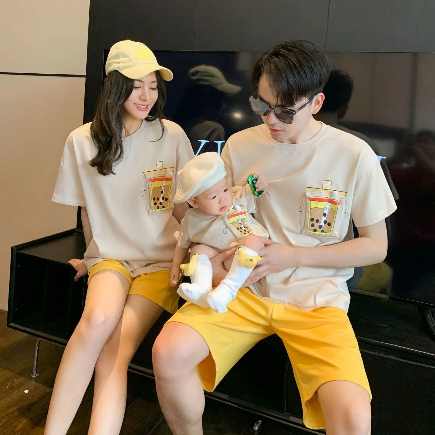 Family Matching Clothing Mother Daughter Clothes Mom Son Same Sets Fashion Dad and Children 2 Piece Short Outfits Family T-shirt