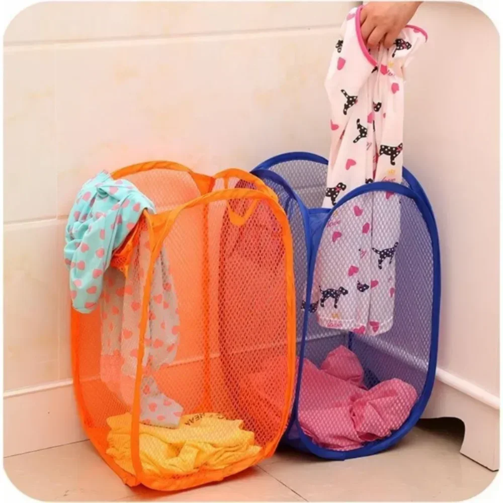 Folding Laundry Basket Hamper Cartoon Pop Up Open Mesh Laundry Dirty Sorting Basket Kids Toys Sundrie Home Storage Box Organizer