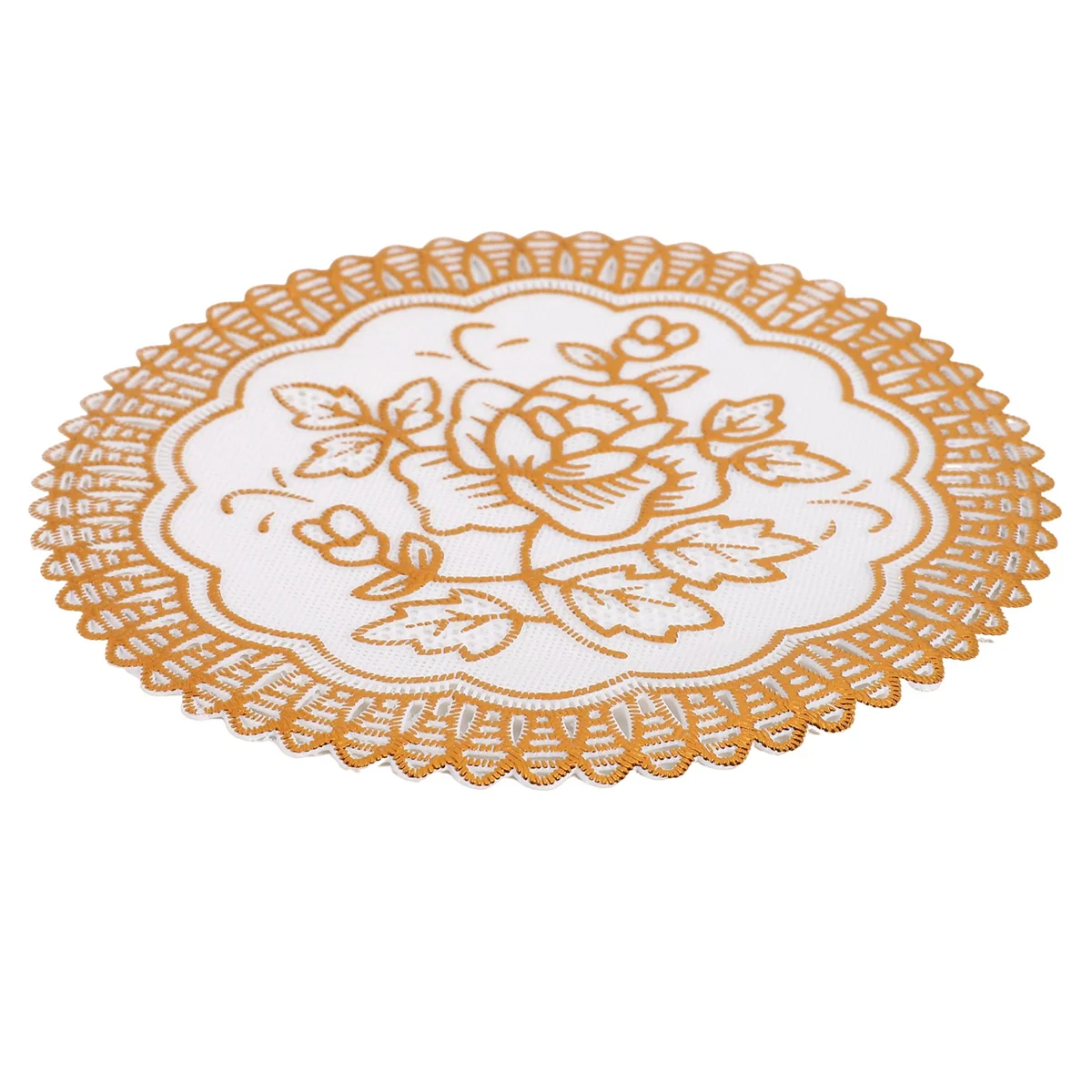 M21K  6 Exquisite Gold-tone Flower Dinning Table COASTERS SET