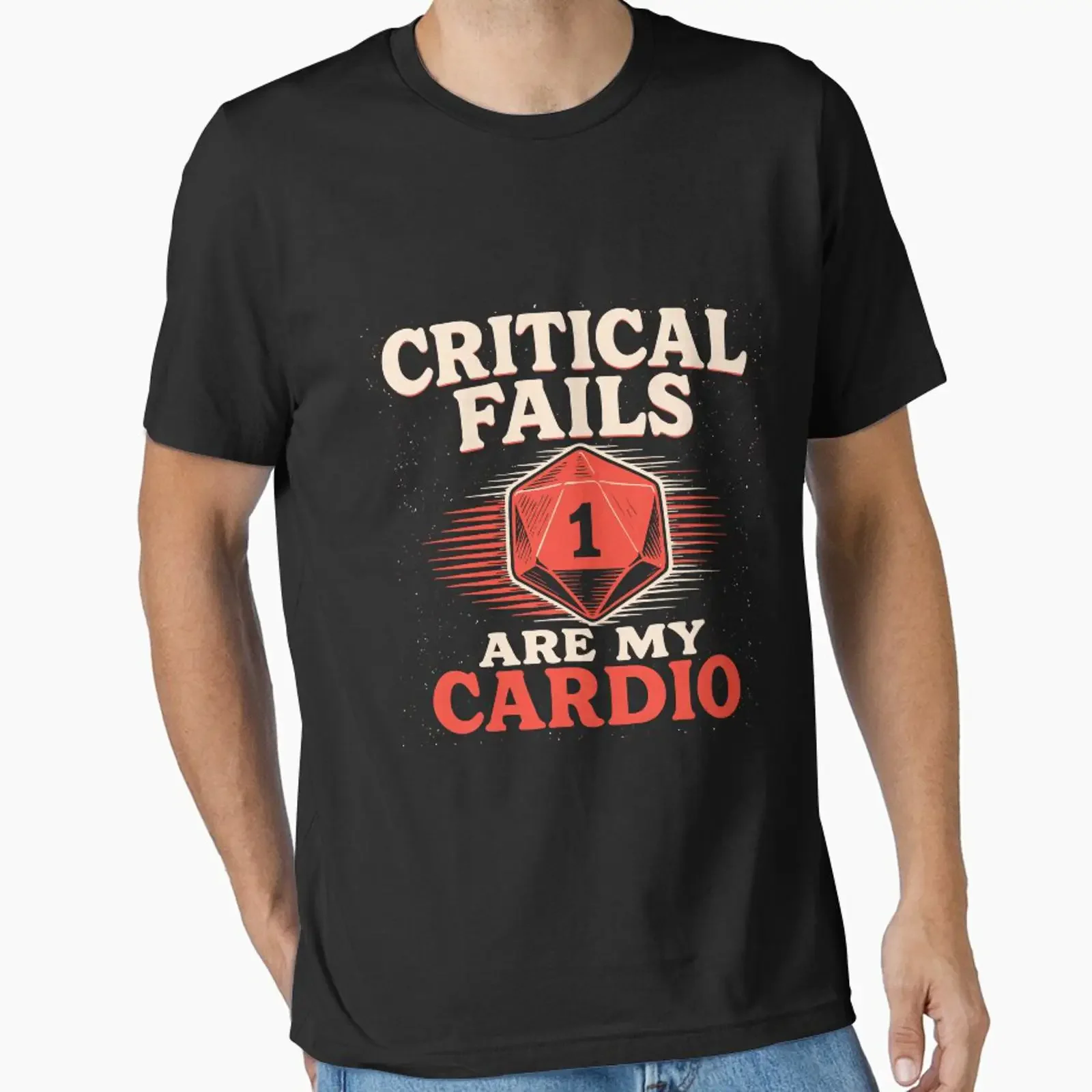 Critical Fails Are My Cardio RPG Gamer Essential T Shirt vintage Washed Versatile Stylish Soft fashion Breathable homme graphic