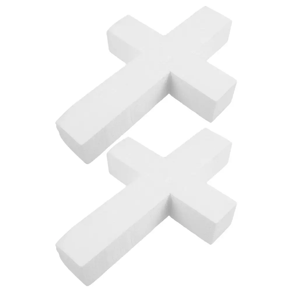 2Pcs Unfinished Foam Cross for First Communion DIY Craft Decorations Blank Polystyrene Religious Cross Shapes Church Home Party