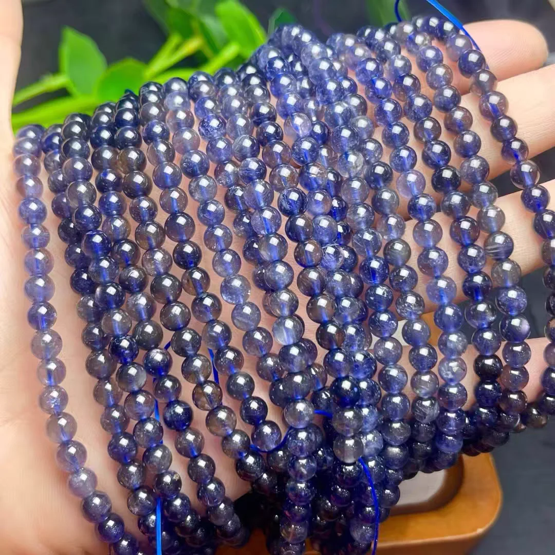 Natural Blue Dichroite Cordierite Iolite Bracelet Beads 6mm Women Iolite Crystal Clear Round Beads Fashion AAAAAA