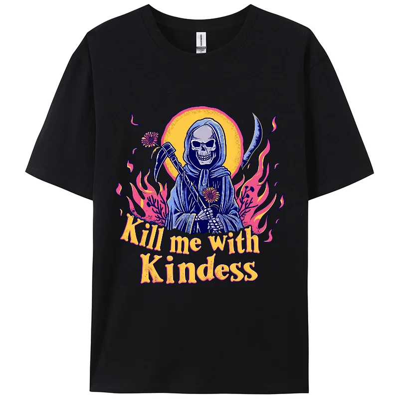 Женские короткие футболки, футболка с графическим принтом черепа, с коротким рукавом, повседневные летние футболки, Y2K,100% хлопок, уличная винтажная одежда