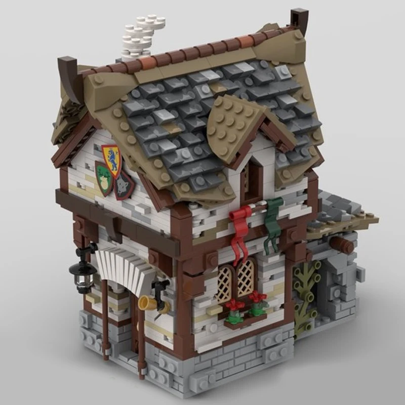 1087PCS MOC Taverne in Stile Medievale Building Blocks Set Città Street View Modello di Architettura Modulare FAI DA TE Assemblare Giocattoli Regalo Del Capretto