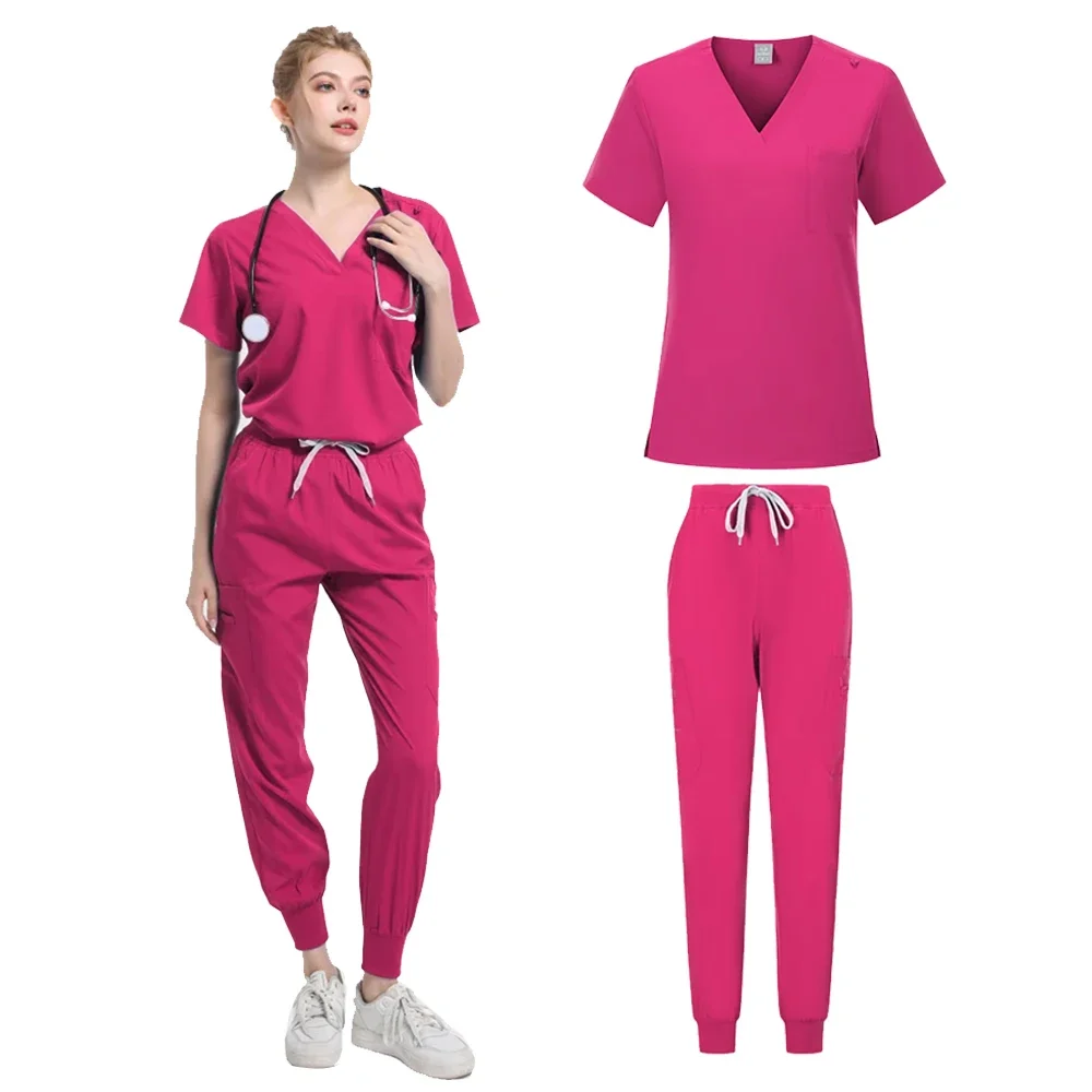 Personalizado Médico Scrubs Calças e Uniformes, Feminino Enfermagem Scrub Conjuntos, Hospital Jogger, Atacado, 2024