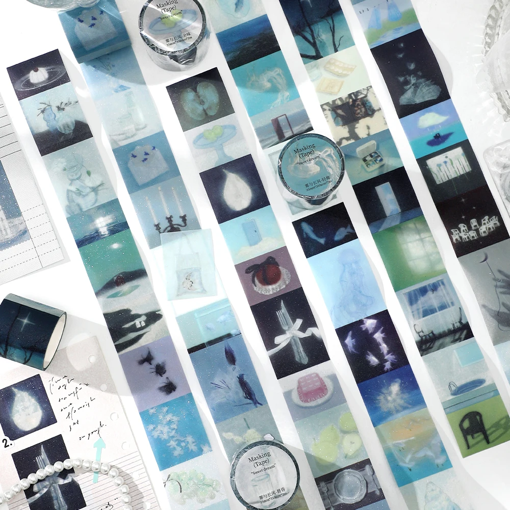 2m/Roll Beautiful scenery PET Tape Paper Journal Decorative Adhesive Masking Tape Scrapbooking Collage Diary Stationery stickers
