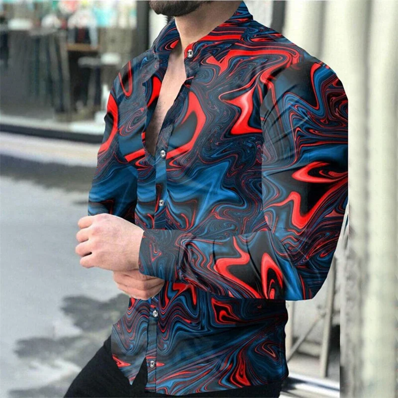 Luxe Nieuwe 2023 Heren Shirt Trendy Single-Breasted Shirt Casual Patroonprint Shirt Met Lange Mouwen Heren Feest Shirt S-6XL