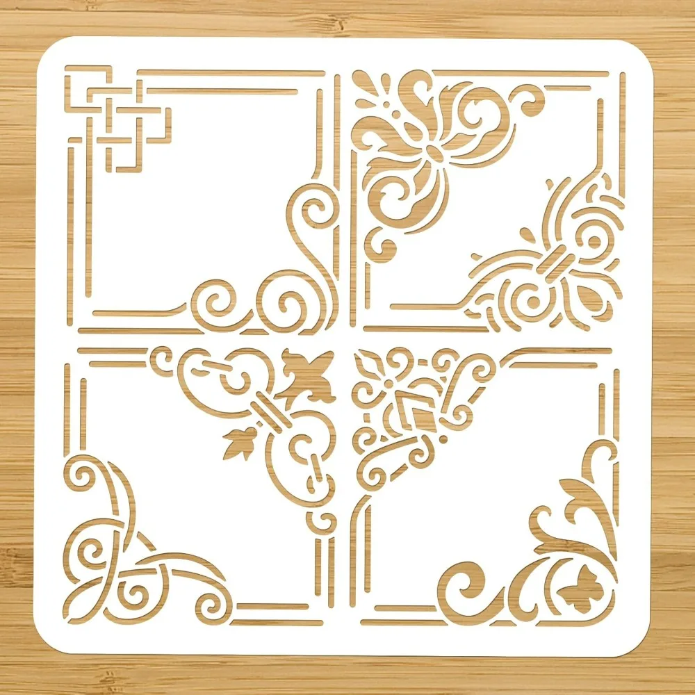 Corner Painting Stencil Reusable Square Border Painting Templates DIY Art Craft Painting Wall Wood Canvas Paper Furniture Wall