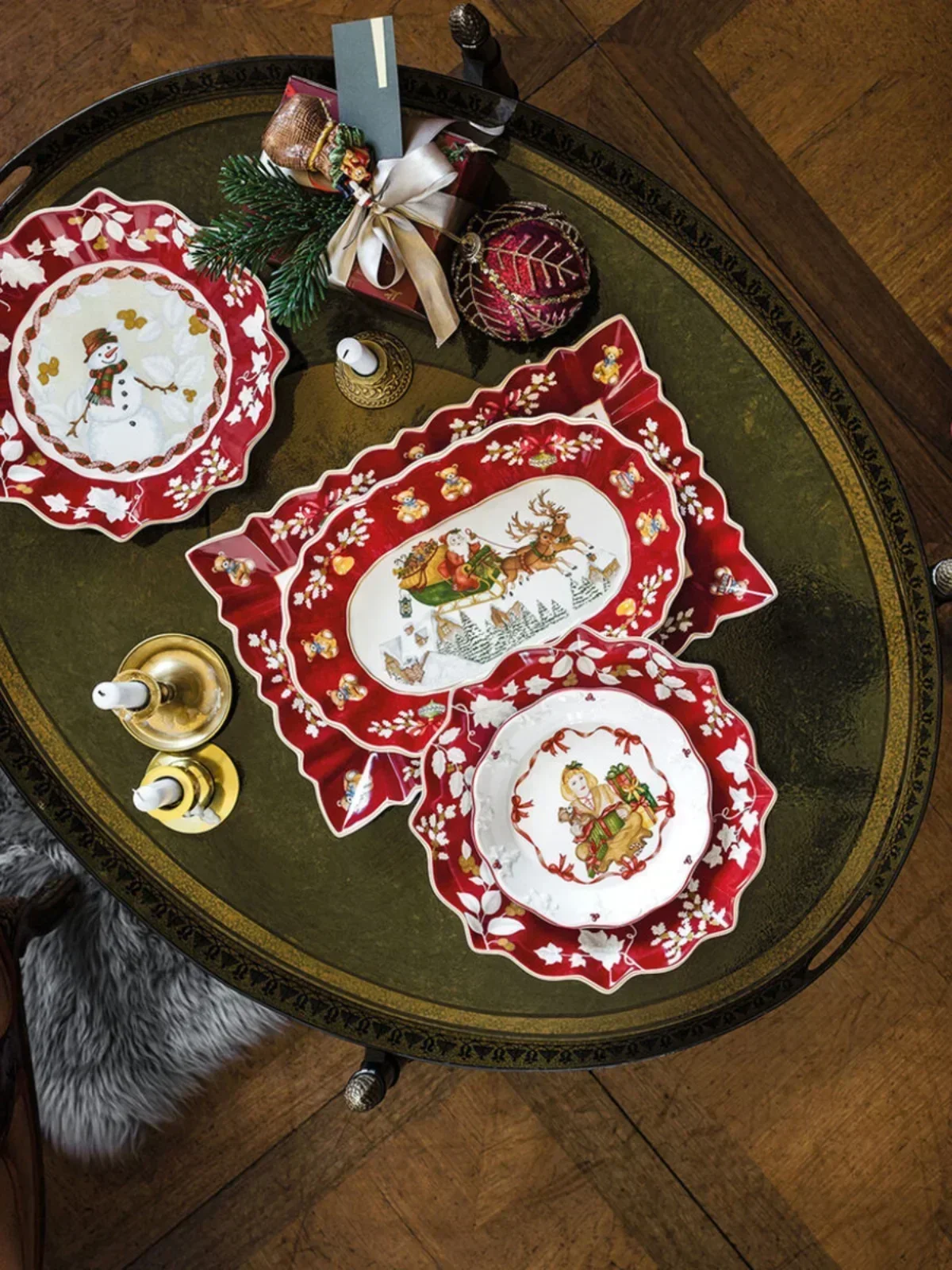 

German Christmas tableware toys Joy mug Polygonal bowl Western food Coffee cup Salad plate