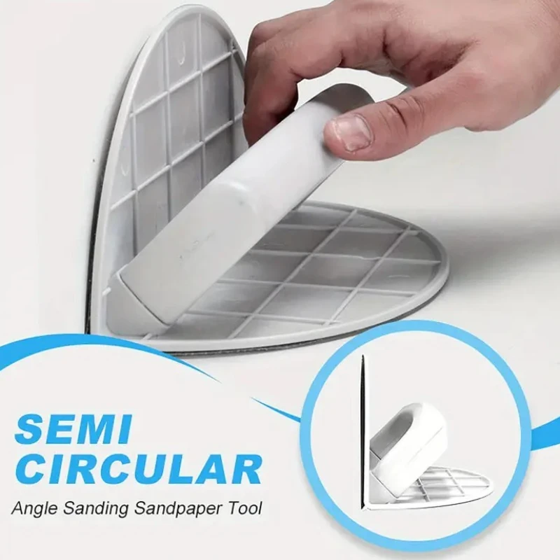 Self Adhesive Half Circle Sanding Pad Holder Durable Plastic Drywall Corner Sander Ergonomic Tool for Woodworking DIY Projects