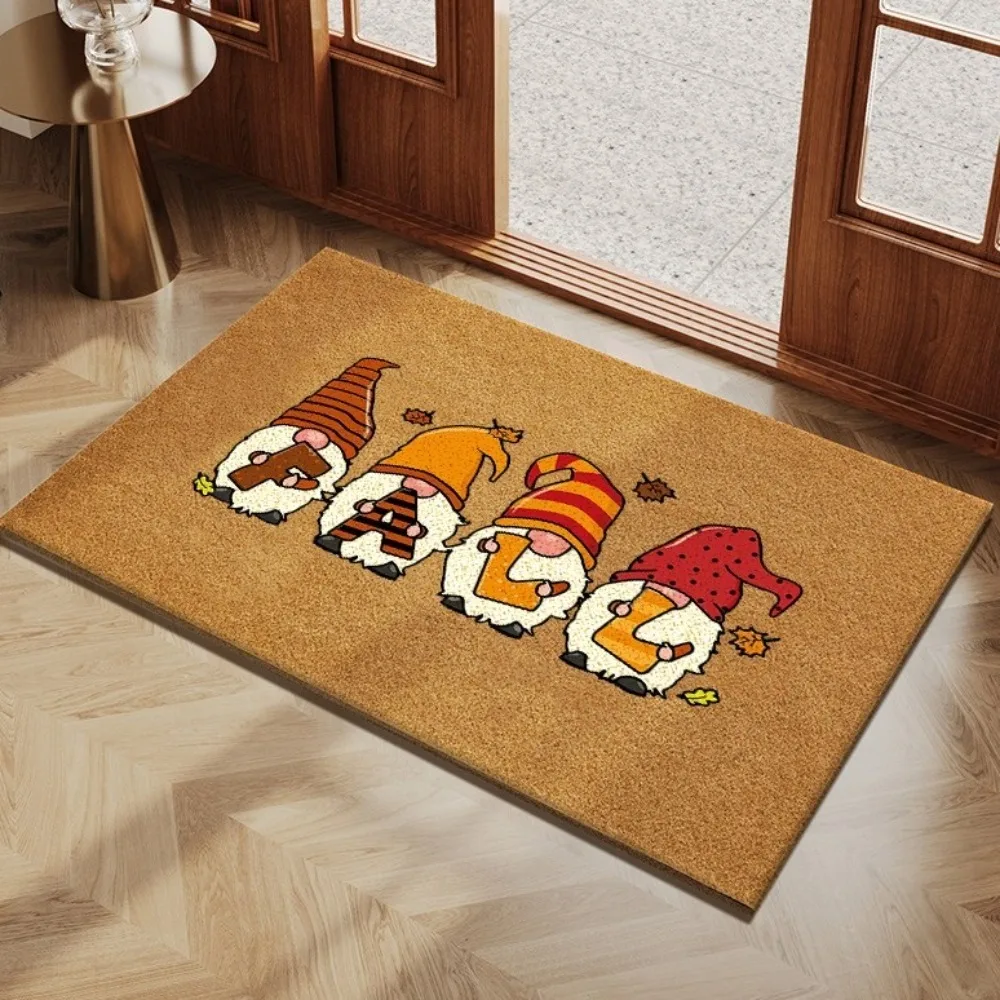 Anti-Slip Christmas Floor Mat Cartoon Pattern Scratch Resistant Pumpkin Pattern Doormat Wear Resistant Thicken