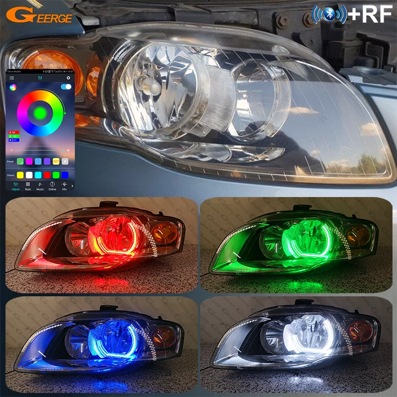 

For Audi A4 S4 RS4 B7 2004 2005 2006 2007 2008 2009 Bluetooth App Multi Color DTM M4 Style RGB LED Angel Eyes Kit Halo Rings