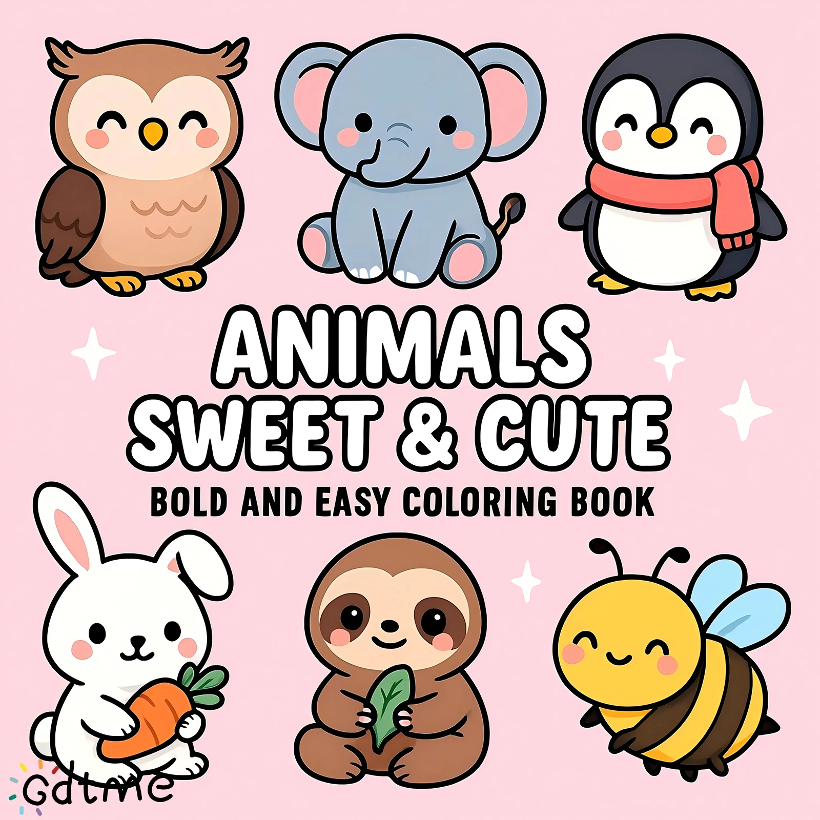 ANIMALS SWEET & CUTE Coloring Book Stress Relief Educational Paperback Painting Gift Doodles Book for Adults And Teens