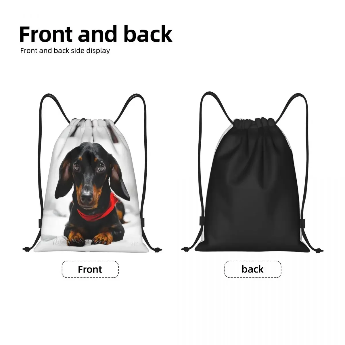 Mochila com cordão com Dachshund Dog Print para homens e mulheres, saco bonito para esportes, saco de ginástica, salsicha Wener, texugo, saco de compras