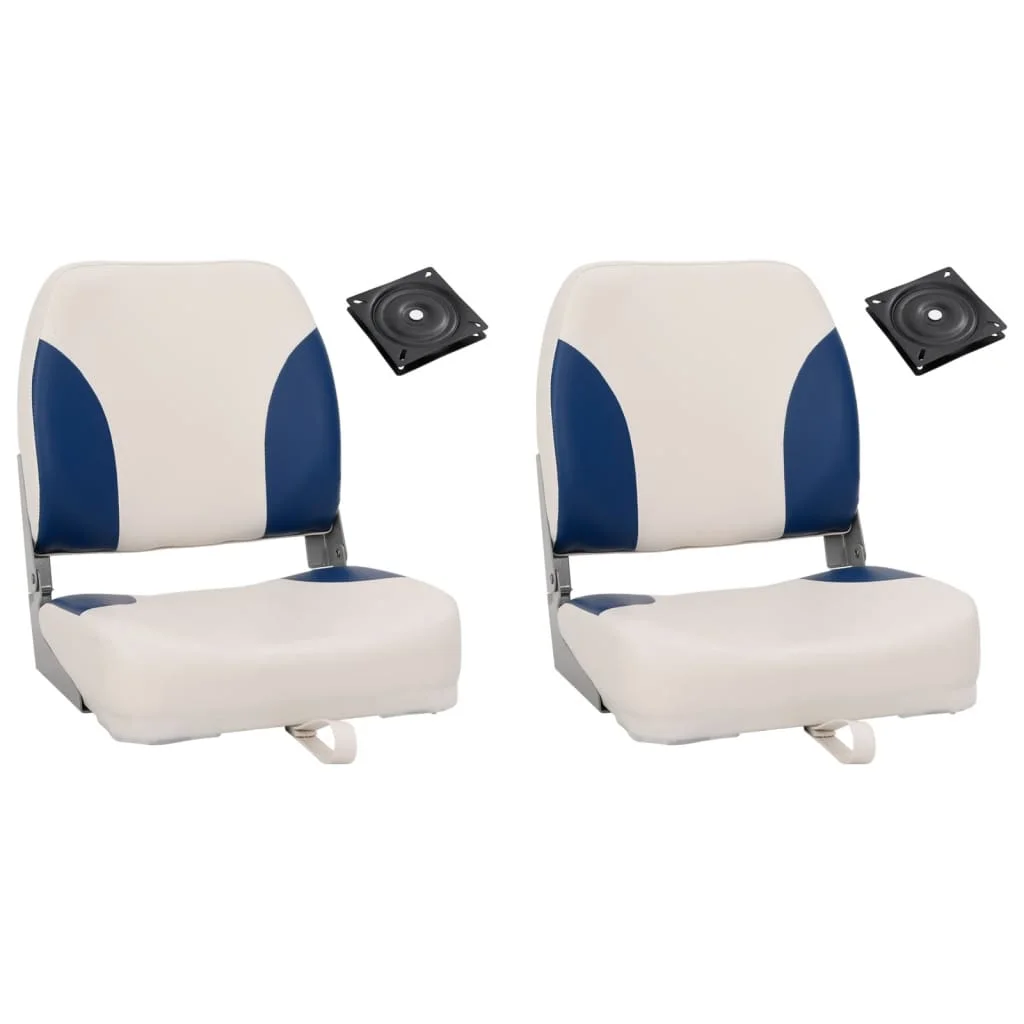 2/4 Piece Foldable Boat Seat Set with Blue-white Pillow Water-resistant Quickly Dry Boat Seat Made from PVC PU Boat Seat Set