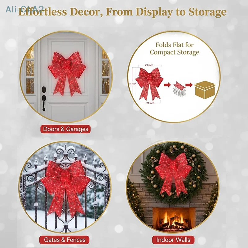 

Christmas Decorations, Christmas Bow Decoration, Large Christmas Bows Outdoor, Christmas Bows Comes With Adhesive Backing
