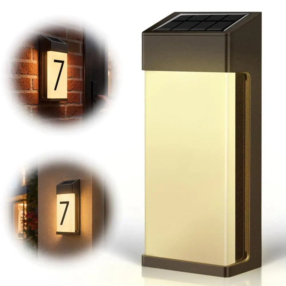 Solar House Number Light, Solar Power with High-Efficiency Panels, Frosted Glass LED Address Light, Waterproof Outdoor Sign