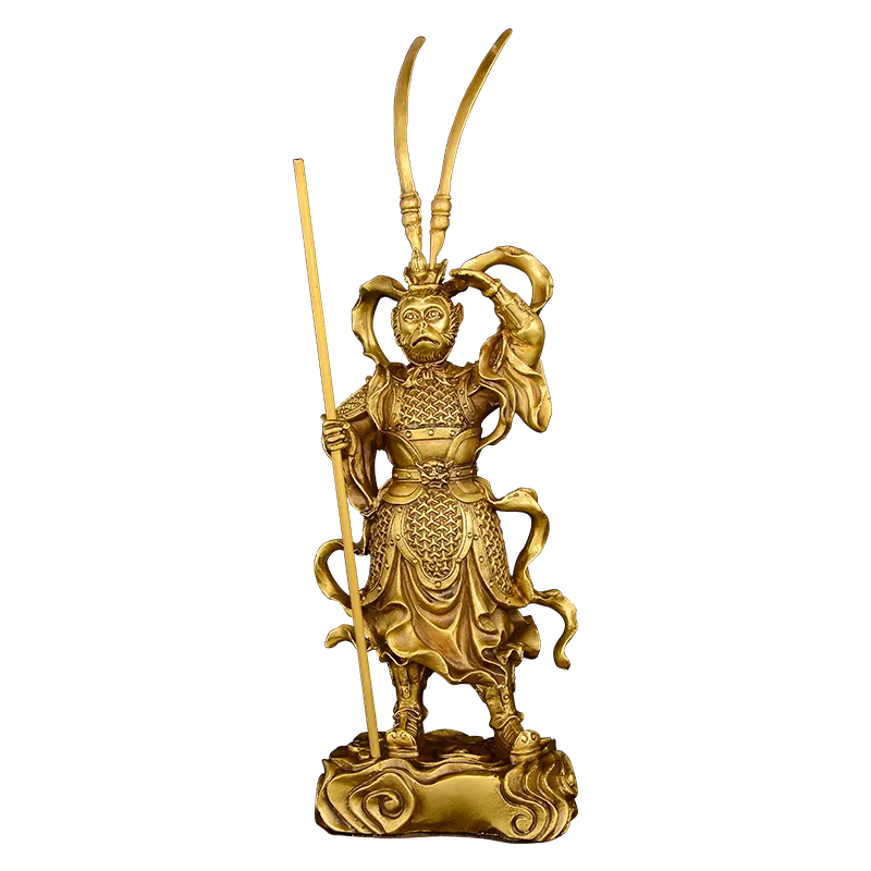 

Qi Tian Da Sheng Pure Copper Sun Wukong Bronze Statue Animal King Copper Statue Bucket Stand Buddha Golden Hoop Stick