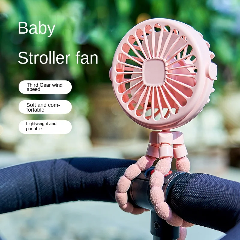 Baby Stroller Electric Fan Hand Rechargeable Portable Small Folding Fans Mini Ventilator Silent Table Outdoor Cooler Neck Fan