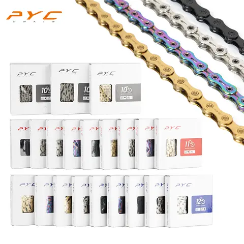 PYC 자전거 체인 Shimano,SARM,10 11 12 속도 구동계 자전거 부품 용 크롬 경화 및 버섯 핀 리벳 팅 기술