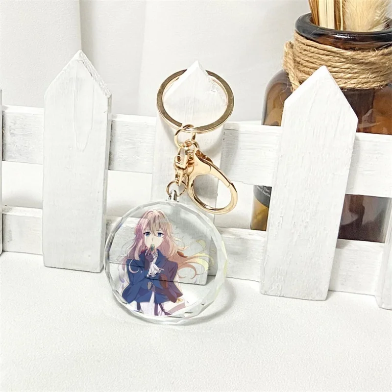 Anime Violet Evergarden Transparent Keychain Cosplay Acrylic Figure Keyring 2169 Kids Collection Toy