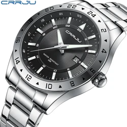 CRRJU Simple Quartz Watches Fashion Wristwatches for Man with Date High Quality Luminous Male Clock