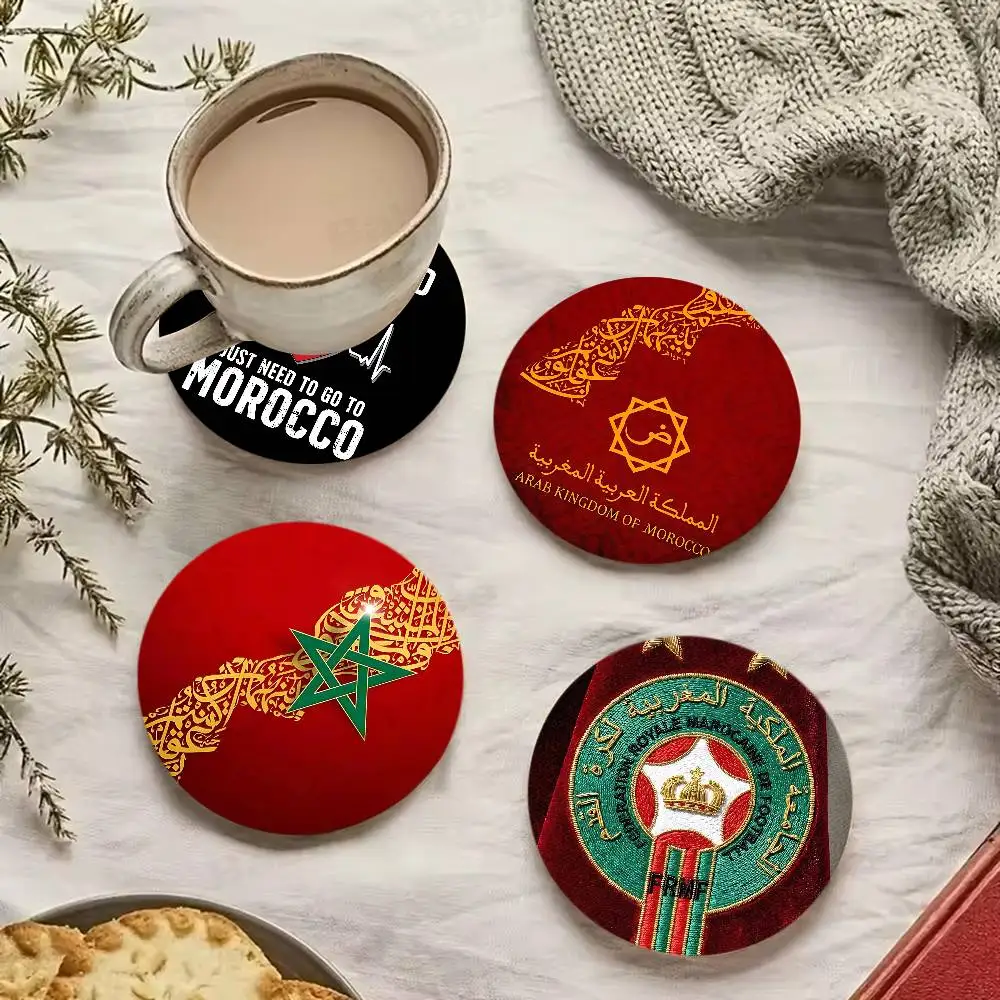 Popular Morocco F-Flag 1pc Pattern Coaster Tea Cup Heat Insulation Pad Anti-scalding Anti-slip Table Bowl Plate Mat