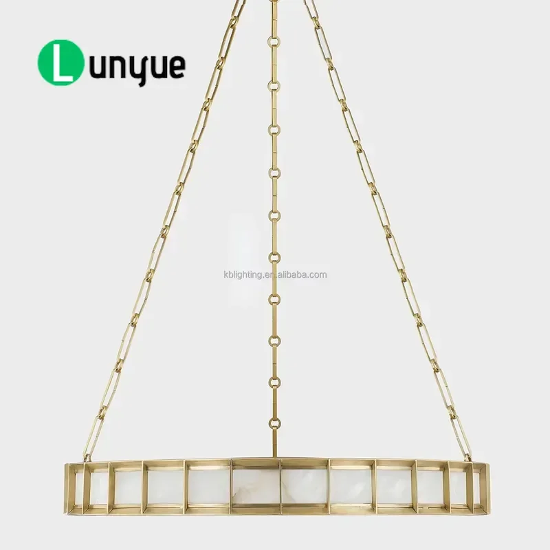 Luxury Large Round Alabaster Chandelier LED High Top Light for Lobby Kitchen Restaurant Hotel Modern Ceiling Lamp Fixture