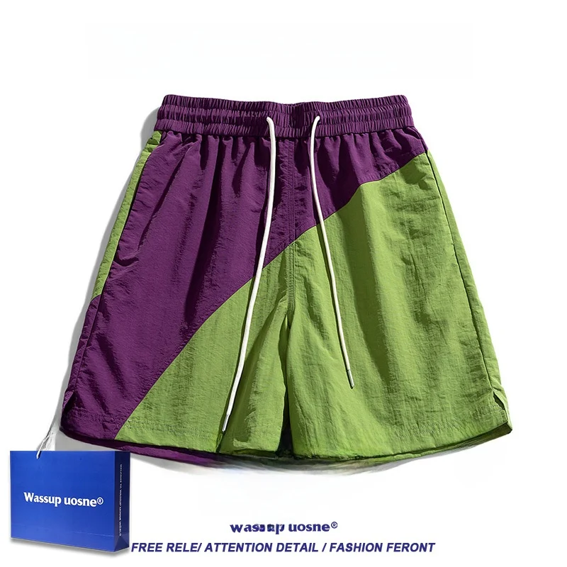 

Wassup Uosne Summer New Breathable Men's orts Qui Dry Sport Casual Versatile Five-Part Mosaic Design Tourist Activi Sui...