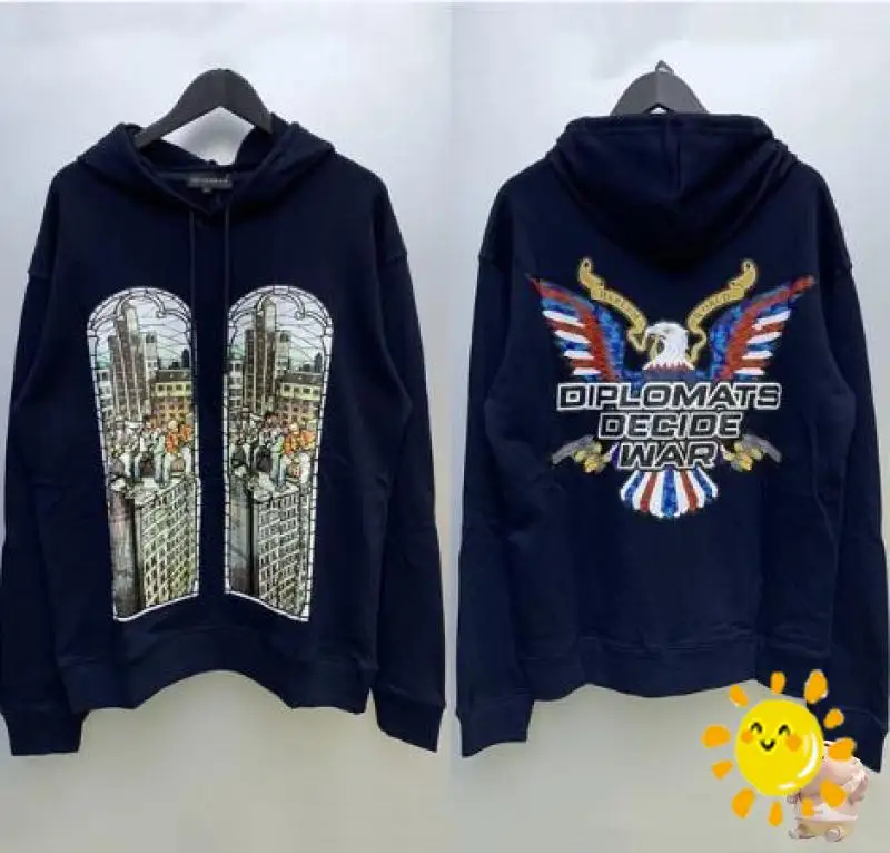 

24SS Vintage WHO DECIDES WAR Hoodie Men Women Top Quality Eagle Print Oversize Hooded