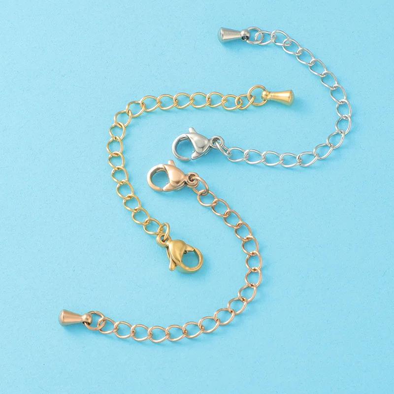 

10 шт./лот, 7 см, нержавеющая сталь, 3 цвета, разъем с крючком и хвостом, DIY ювелирные детали для мужчин и женщин, ожерелье