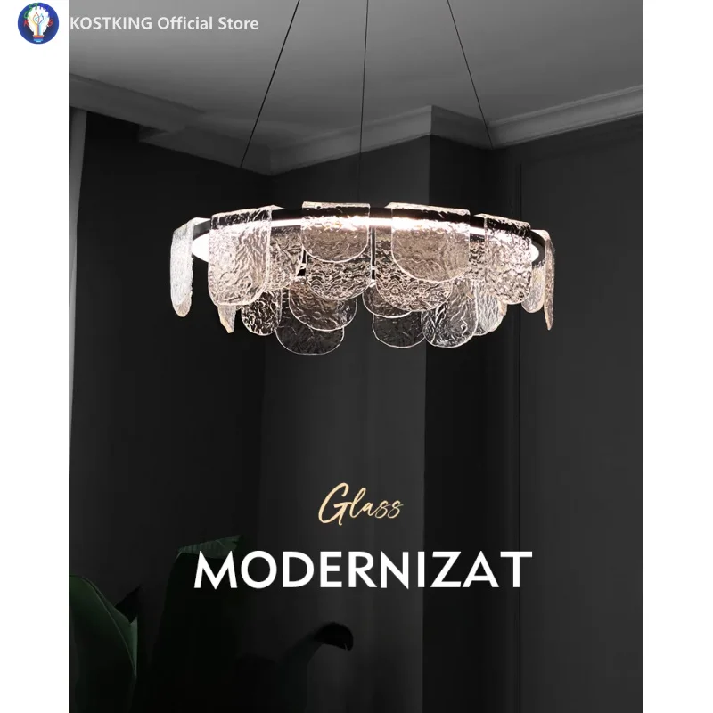 

Роскошная светодиодная люстра для гостиной, креативная стеклянная лампа из ледяного шелка, украшение дома, основной светильник для столовой, светильник для спальни