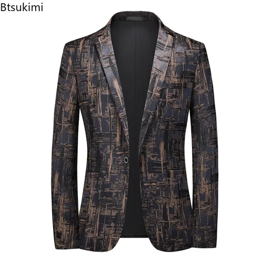 Plus Size Men\'s Suits Jacket Luxury Jacquard Designer Blazer Business Casual Coats Men Wedding Party Slim Tuxedo Dress Suit Tops