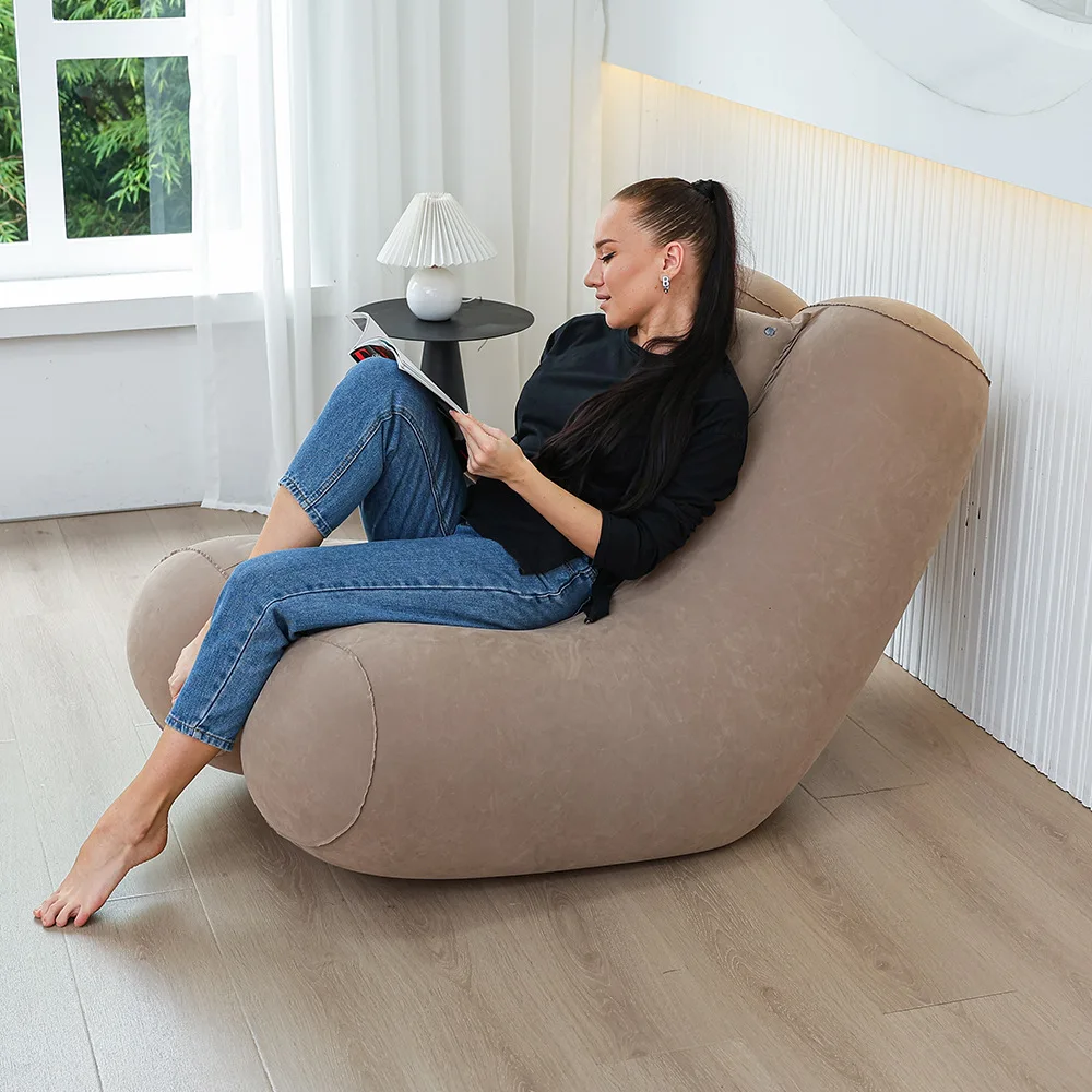 Folding Lazy Sofa,Inflatable Lounge Chair Thickened Durable Folds,Compactly Gaming Lounger Air Bench for Leisure Bed Sleeping