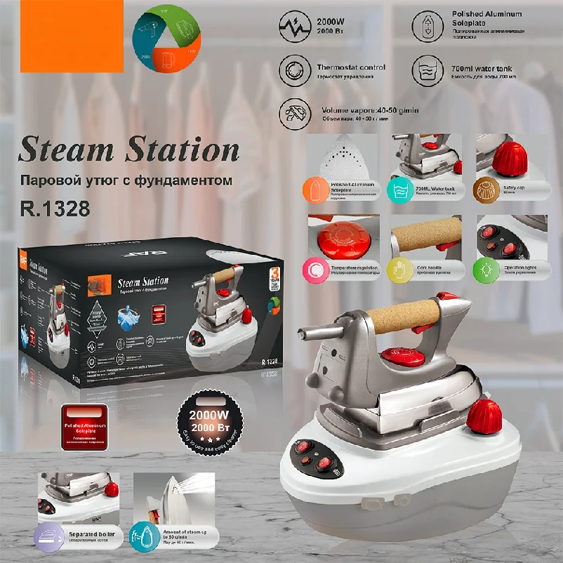 Professional Iron Board 2000w Powerful Aluminum Soleplate Temperature Control Electric Steam Iron Station