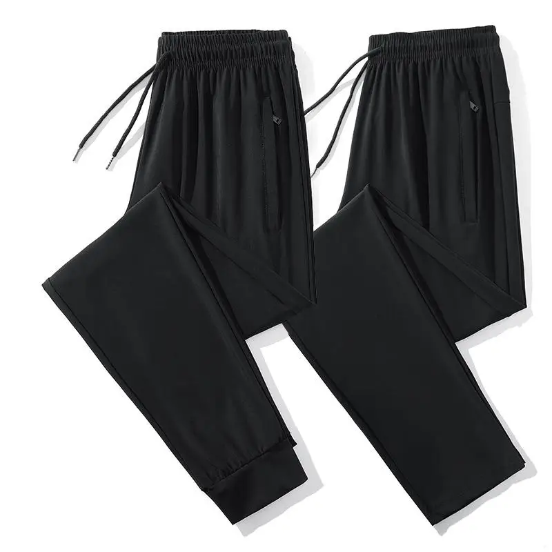 

Спортивные повседневные брюки из ледяного шелка, мужские прямые брюки со средней талией, универсальные, модные, лето 202, впитывающие пот