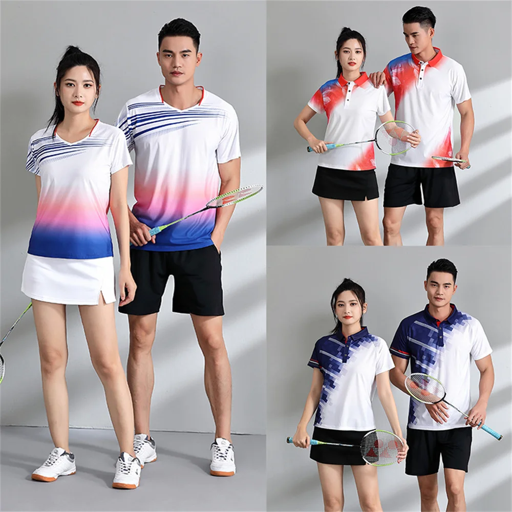 

Men Women Badminton Jerseys Shorts Breathable Quick Drying Sportswear Tennis Training Suits Shuttlecock Shirt Skirt Team Uniform