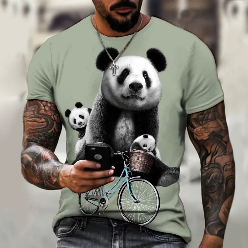 Panda Animal 3D Printing Men's T-shirts Hot Selling Wholesale Summer Short Sleeve Fashion Trend