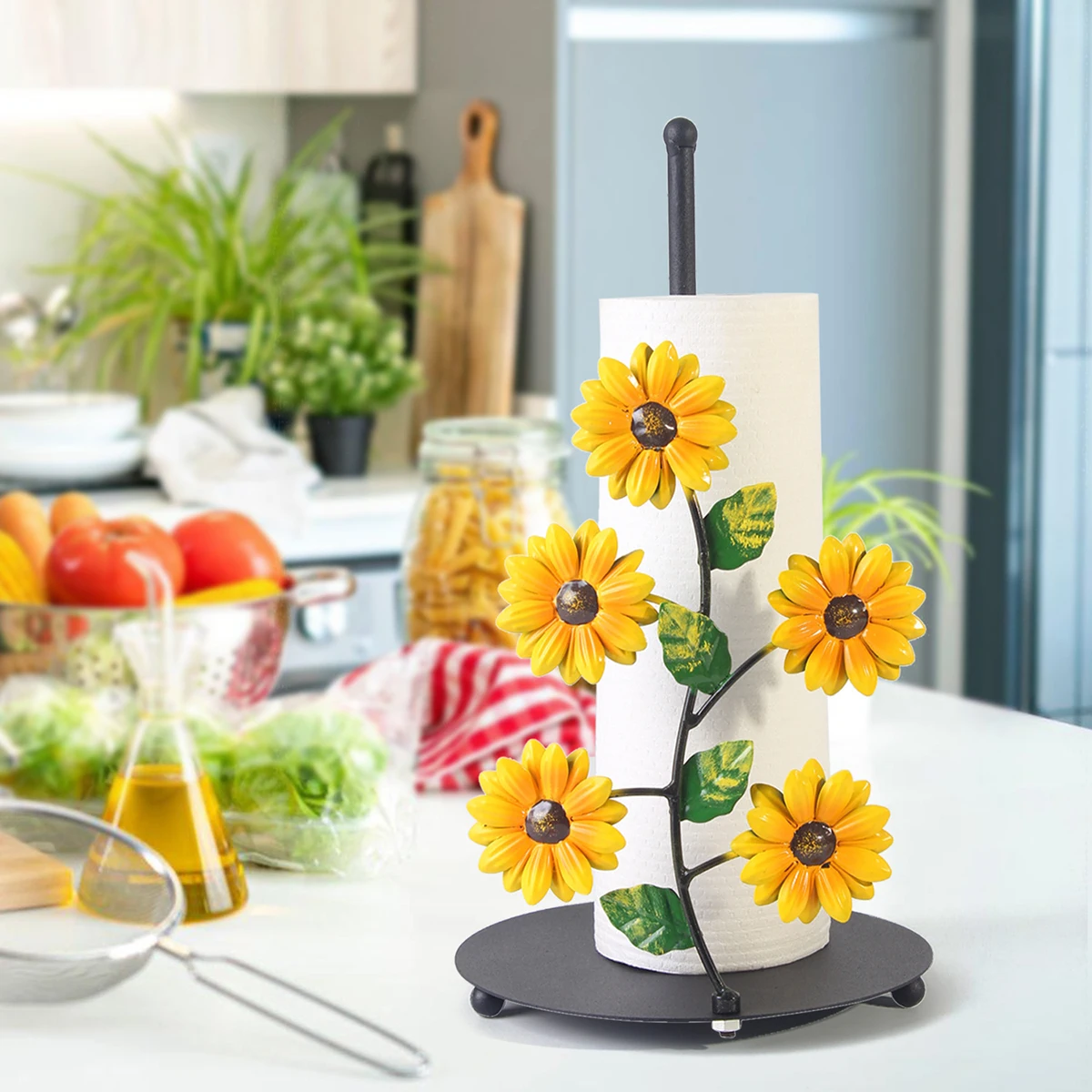 

1pc Metal Art Sunflower Paper Towel Holder Kitchen Decorative Accessories Room Living Room Sunflower 3D Paper Towel Holder