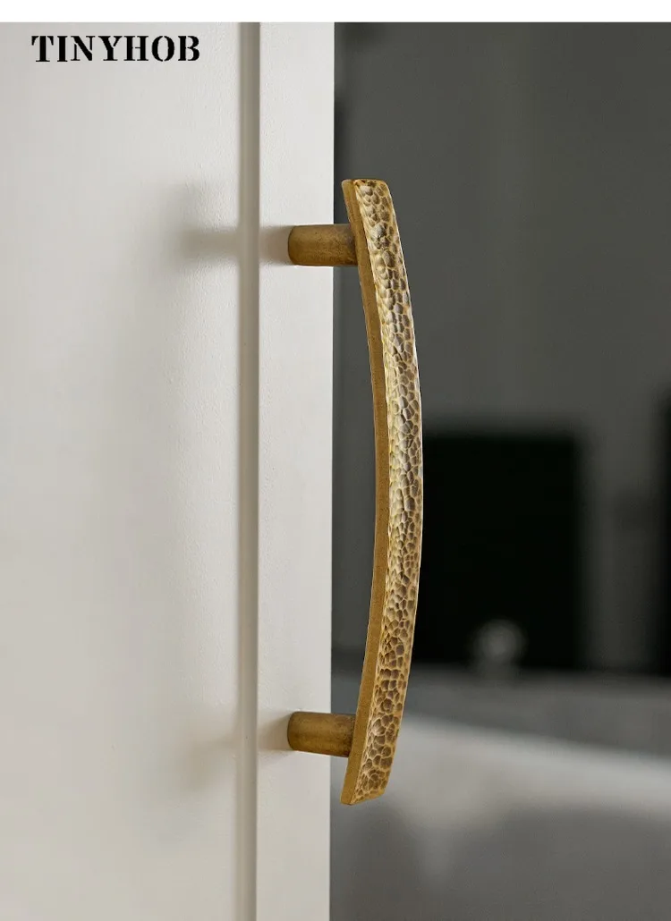 Tinyhob Solid Brass Handmade Hammer  Art Deco Retro Antique Bronze Industrial Style Cabinet Wardrobe Drawer Handle T-bar Pull