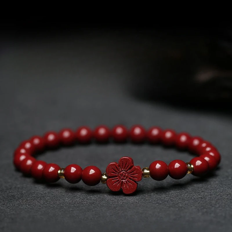 Cinnabar Purple Gold Bracelet Single Circle Five Petal Plum Blossom Men's and Women's Handbracelets Original Birthyear Bracelet