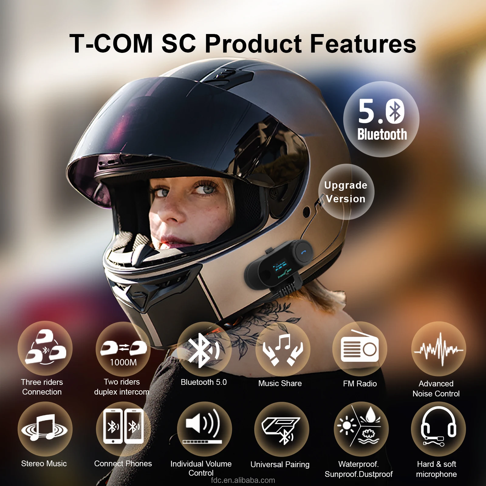 FreedConnT-COM SC 800 Meters W - đánh giá và giá Intercom Headset Helmet