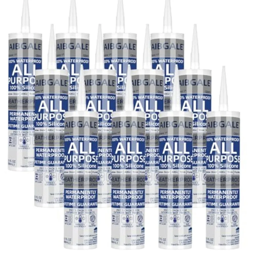 

2 Packs Gray Silicone Sealant, 00% Waterproof Silicone Caulk, Adhesive Caulking Silicone for Indoor Outdoor Windows, Aquarium,