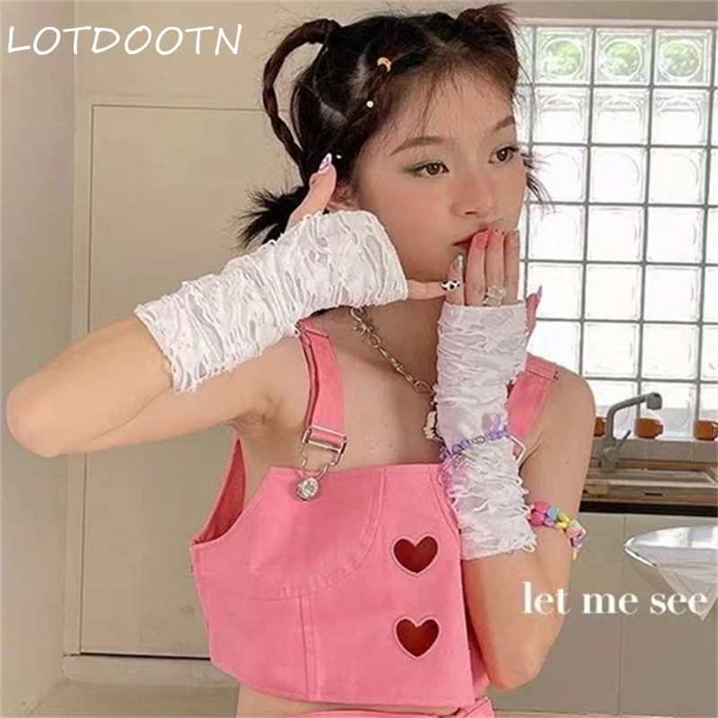 

LOTDOOTN японские плюшевые вязаные перчатки в стиле Харадзюку без пальцев с манжетами Y2K, зимние теплые перчатки с половиной пальца, варежки