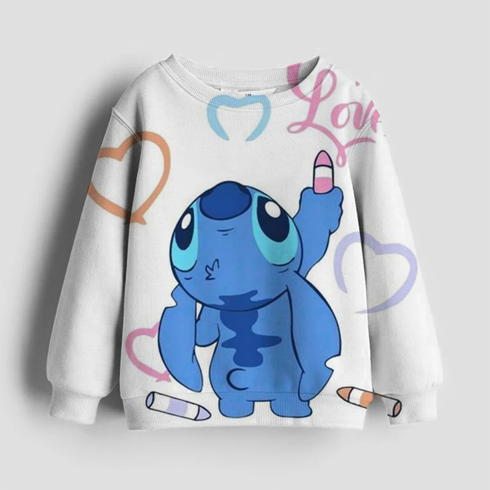 Disney Lilo&Stitch Sweatshirt Spring and Autumn Children's Lilo&Stitch Printed Sweatshirt Girls' Clothing Hot Selling Preschool