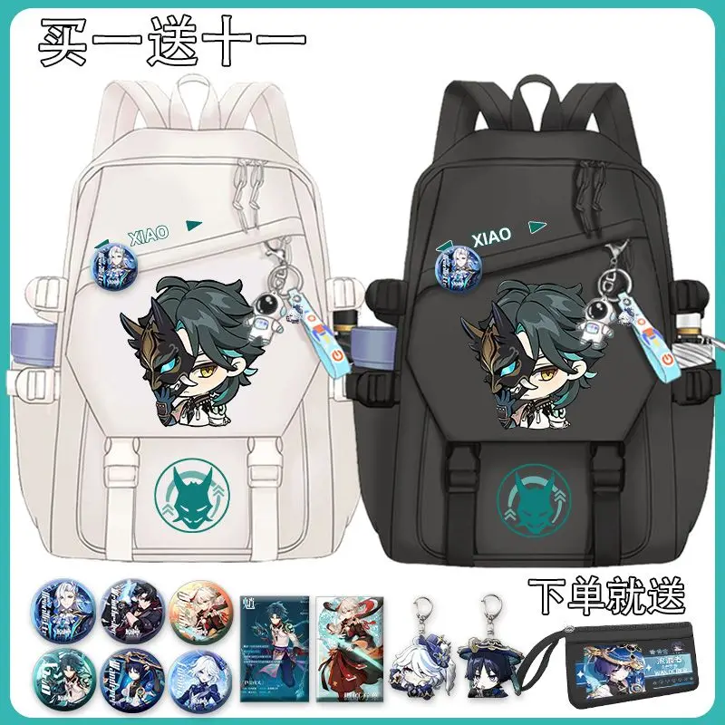 Jogo de Anime GS Impact Cosplay Mochila, Wriothesley Xiao Merchandise Bolsa Escolar, Grande Capacidade, Unisex, Estudante, Unisex